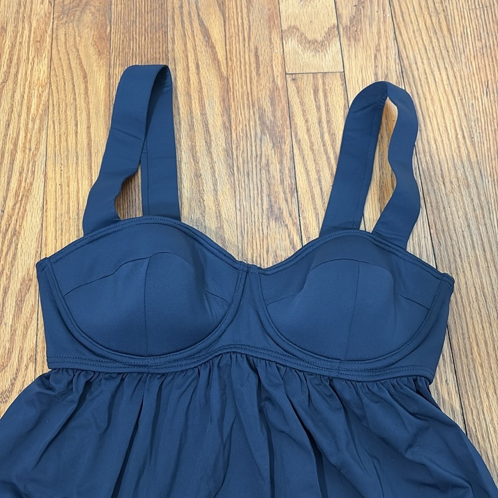 Michael Kors Solids Underwire Baby Doll Tankini Bikini Top Navy medium NWT - Picture 5 of 7